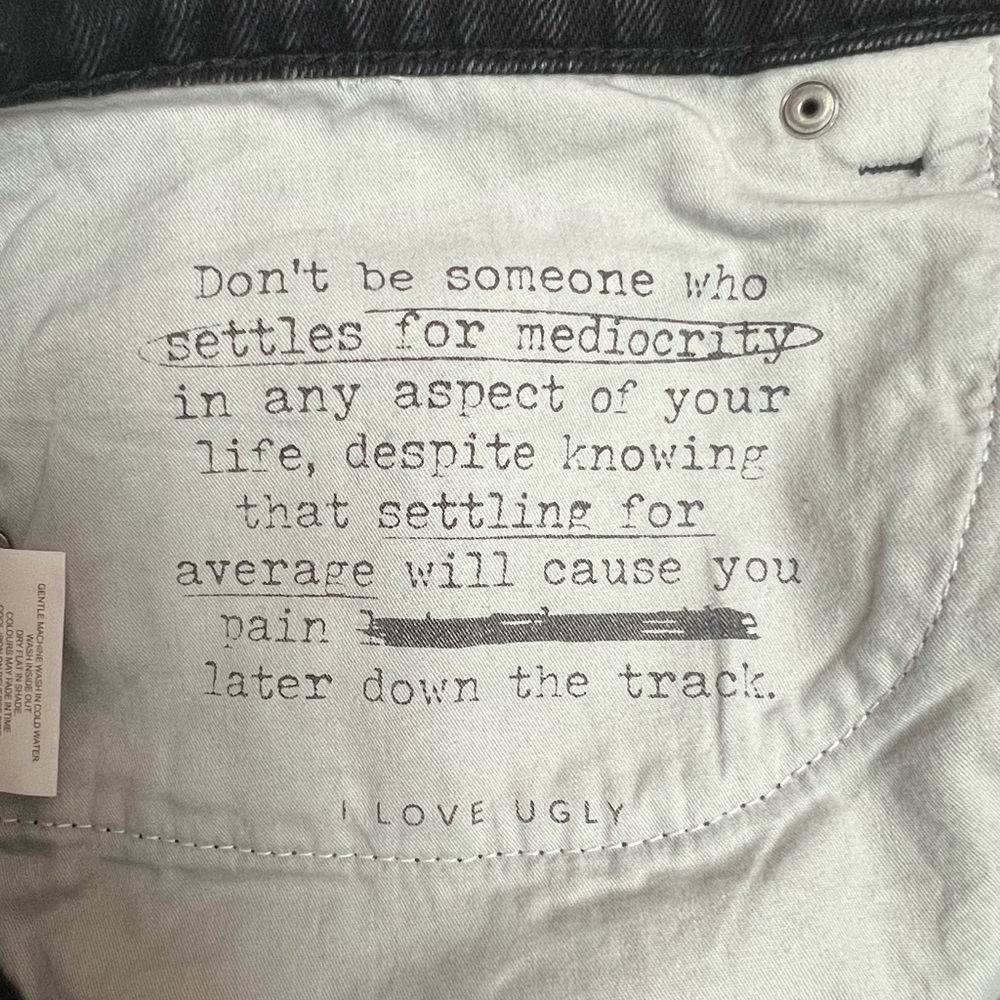 I Love Ugly Hi Stranger 100% Cotton Jean Size L - Picture 10 of 13